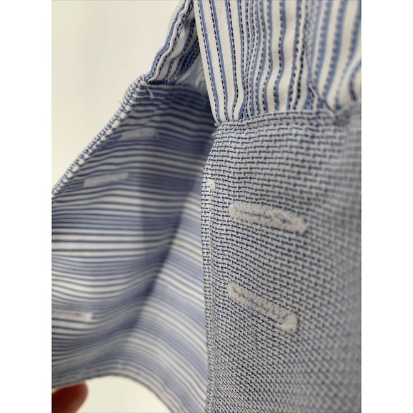 Bugatchi Uomo Button Down Shirt Mens 15 1/2 Med Blue Striped Casual Designer - Picture 5 of 11